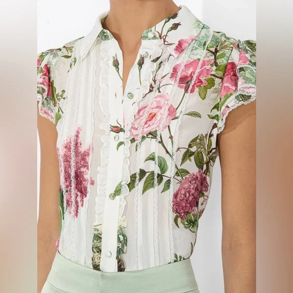 Alice + Olivia Minda Blouse - Rose Whisper - Picture 2 of 8